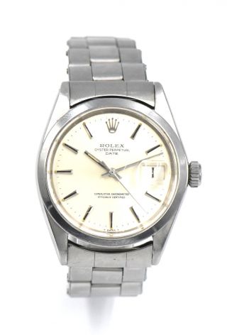 Gents Rolex Oyster Perpetual Date 1500 Wristwatch Cal1570 Stainless Steel C.  1969