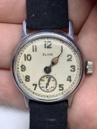 Vintage Ww2 Era Us Military Issue Elgin 7 Jewel Watch