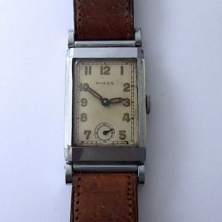 ROLEX RARE ART DECO STYLE VINTAGE DRESS WATCH FROM THE 1930S. 2