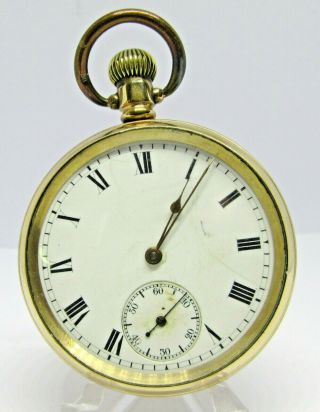 Antique 1908.  Gold Plated Pocket Watch.  Waltham Traveler.