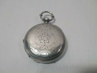 Old Antique Pocket Watch Key Wind Fine Silver Hunter Case / London Ont