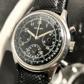 Gallet 60s Vintage “jim Clark” Multichron 12h Chronograph Watch Valjoux 72