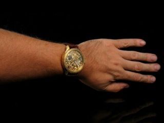 ROLEX Vintage Men ' s Wrist Watch Skeleton Gold Mechanical Mens Wristwatch Swiss 12