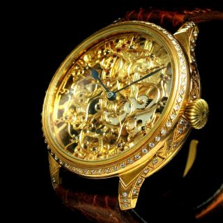 ROLEX Vintage Men ' s Wrist Watch Skeleton Gold Mechanical Mens Wristwatch Swiss 3