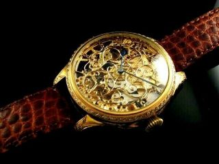 ROLEX Vintage Men ' s Wrist Watch Skeleton Gold Mechanical Mens Wristwatch Swiss 8