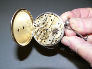 Antique M.  J.  Tobias & Co.  Key Wind/Set Pocket Watch w/ SILVER Chain & CASE 5