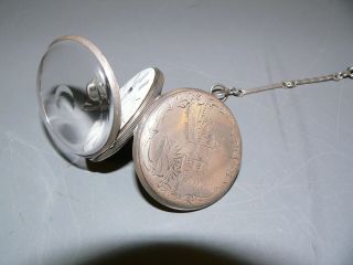 Antique M.  J.  Tobias & Co.  Key Wind/Set Pocket Watch w/ SILVER Chain & CASE 6