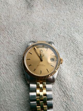 Vintage Men ' s Tudor Rolex Oyster Prince Date Day Two Tone Wristwatch 18K Watch 8