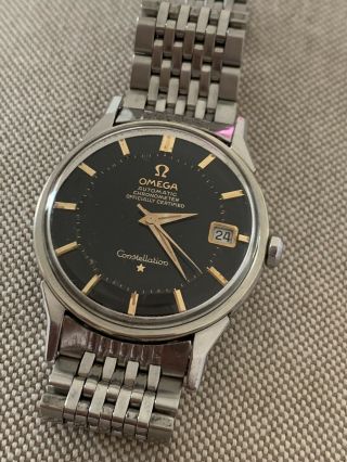 Vintage Omega Constellation Pie Pan Black Dial Rare Watch All 561