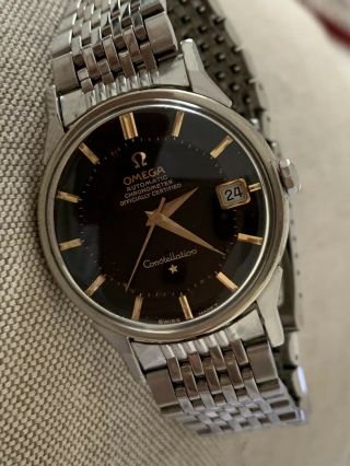 Vintage Omega Constellation Pie Pan Black Dial Rare Watch All 561 2