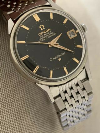 Vintage Omega Constellation Pie Pan Black Dial Rare Watch All 561 3