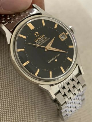 Vintage Omega Constellation Pie Pan Black Dial Rare Watch All 561 4