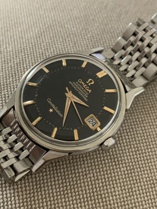 Vintage Omega Constellation Pie Pan Black Dial Rare Watch All 561 7