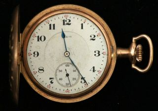1917 Elgin Pocketwatch Grade 386 Model 6 16s 17j Hunter For Parts/as - Is - B0898