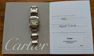 Pre - Owned Stainless Steel Cartier Tank Francaise Ref.  2465 With Papers