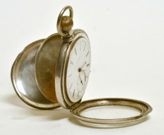 1879 Elgin National Pocket Watch 2 1/8” Dueber Coin Silver Triple Hinge Case