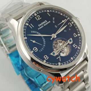 Parnis 43mm Steel Strap Power Reserve Sea Gull 2505 Automatic Men 