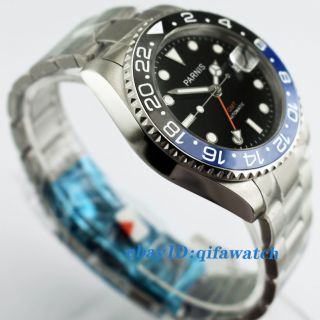 40mm Parnis Sapphire GMT Ceramic Bezel Black Dial Automatic Men ' s Watch 2173 3