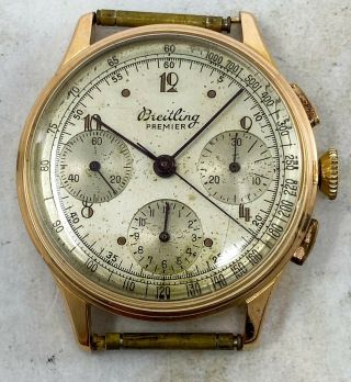 Vintage Breitling Premier Chronograph Wristwatch Ref.  787 18kt Rose Gold Nr