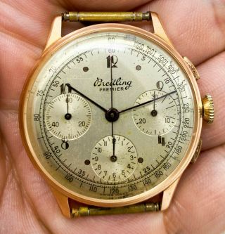 Vintage Breitling Premier Chronograph Wristwatch Ref.  787 18kt Rose Gold NR 6