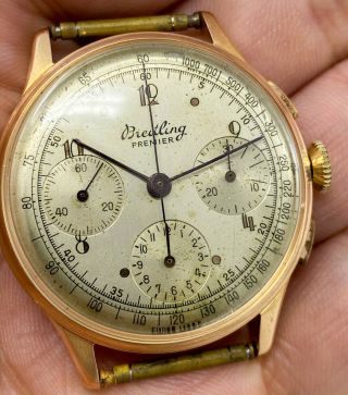 Vintage Breitling Premier Chronograph Wristwatch Ref.  787 18kt Rose Gold NR 7