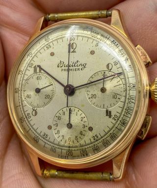 Vintage Breitling Premier Chronograph Wristwatch Ref.  787 18kt Rose Gold NR 8