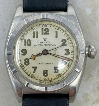 Vintage Rolex Oyster Perpetual Bubbleback Steel Wristwatch Ref.  3372 Nr