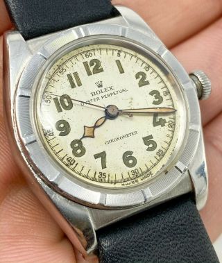 Vintage Rolex Oyster Perpetual Bubbleback Steel Wristwatch Ref.  3372 NR 7