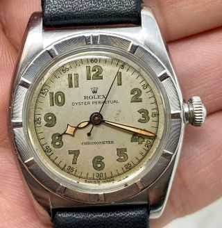 Vintage Rolex Oyster Perpetual Bubbleback Steel Wristwatch Ref.  3372 NR 8