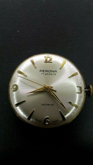 Vintage Gents Perona Mechanical Watch Movement Eta 1686