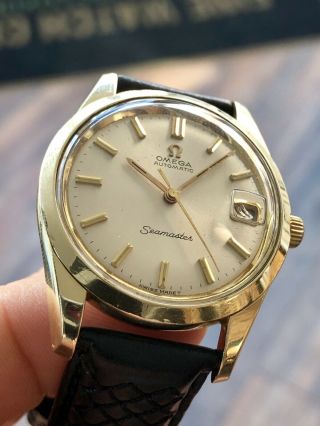 Omega Seamaster 1966 vintage serviced automatic mens 14K gold capped watch,  box 2