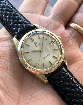 Omega Seamaster 1966 vintage serviced automatic mens 14K gold capped watch,  box 5