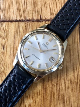 Omega Seamaster 1966 vintage serviced automatic mens 14K gold capped watch,  box 7