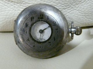Antique Solid Silver Omega Half Hunter Fob Watch Circa 1900.