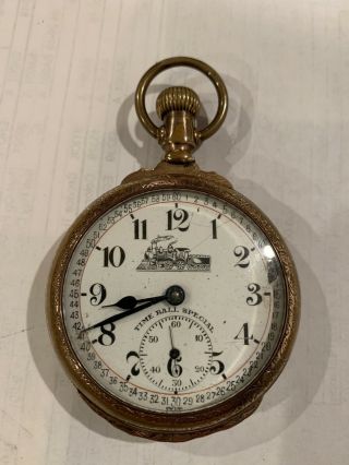Antique Swiss Made 21 Jewel Time Ball Special Pocket Watch