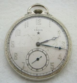 Vintage Art Deco 12s Elgin 14k White Gold Filled 17 Jewel Pocket Watch