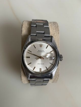 Vintage Rolex Mens Oysterdate Precision 6694,  35mm Steel Watch Cream Dial 1978.