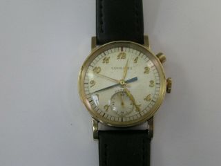 Vintage Longines Fly Back Chronograph Watch Single Pusher Cal 12.  68z 1947