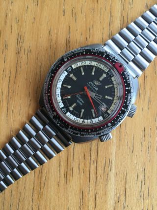Vintage Enicar Sherpa Guide Gmt World Time Steel Automatic