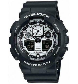 Casio G - Shock Ga - 100bw - 1aer 200m Black & White Resin 200m Wr Watch Rrp £110
