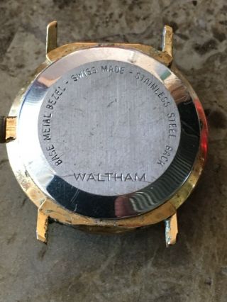 Vintage Waltham Swiss Made Mens Watch Black Face W Stone Diamond? 4