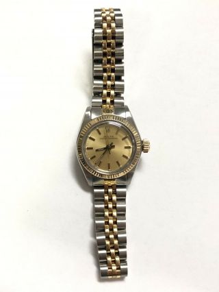 Ladies Rolex Oyster Perpetual 24mm Champagne 6719 18K Two - Tone Jubilee Watch 2