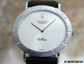 Rolex Cellini 18k White Gold Swiss 1974 Mid Size 33mm Men Vintage Watch As342