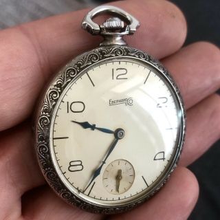 Gorgeous Vintage Eberhard & Co.  Pocket Watch - 18 Jewels 4 Adj.  Silver 2