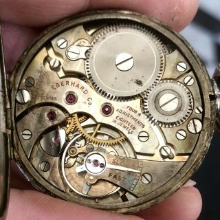 Gorgeous Vintage Eberhard & Co.  Pocket Watch - 18 Jewels 4 Adj.  Silver 3