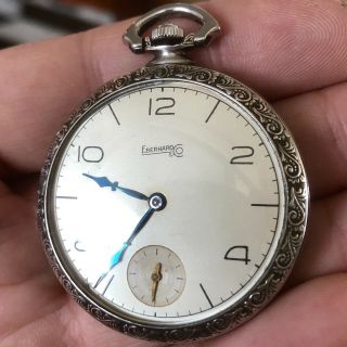 Gorgeous Vintage Eberhard & Co.  Pocket Watch - 18 Jewels 4 Adj.  Silver 4