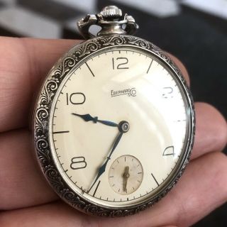 Gorgeous Vintage Eberhard & Co.  Pocket Watch - 18 Jewels 4 Adj.  Silver 5