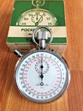 Rare Vintage Marcel & Cie 1/10 Pocket Timer Swiss Made Stopwatch