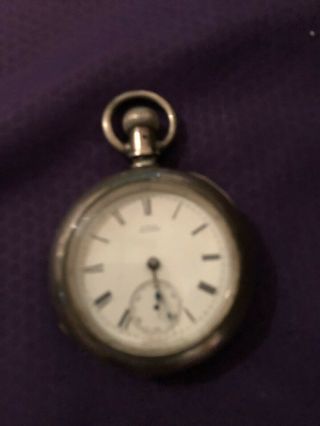 Antique A.  W.  Co Waltham Large Pocket Watch With Coin Silver Case