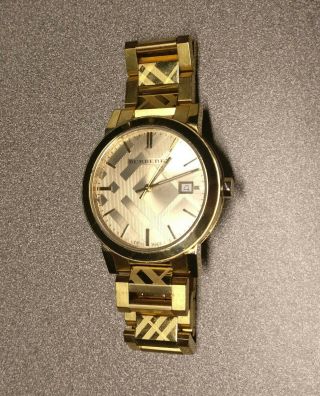 Burberry Bu9038 Unisex Swiss Gold Ion - Plated 19mm Stainless Steel Watch Size 6 "